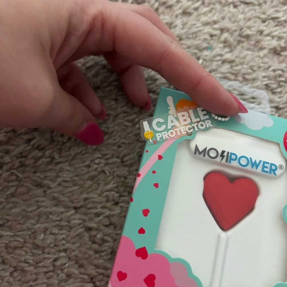 MojiPower Red Heart Cable Protector for Cell Phone Charger Iphone